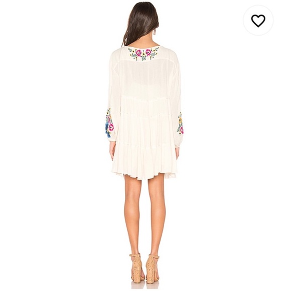 Free People White Spell On You Mini Dress with Embroidery Flower Details NWT - Picture 3 of 7